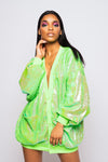 Candy Coated Neon Green Sequin Cardigan