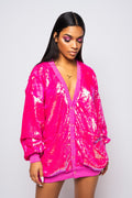 Candy Coated Pink Sequin Cardigan